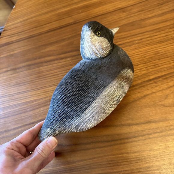 VINTAGE SIGNED The Duck Shop Macomb IL WOOD DUCK DECOY GLASS EYES Bufflehead - Picture 10 of 10